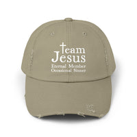 Load image into Gallery viewer, Distressed Cap - Team Jesus Eternal Member, Occasional Sinner
