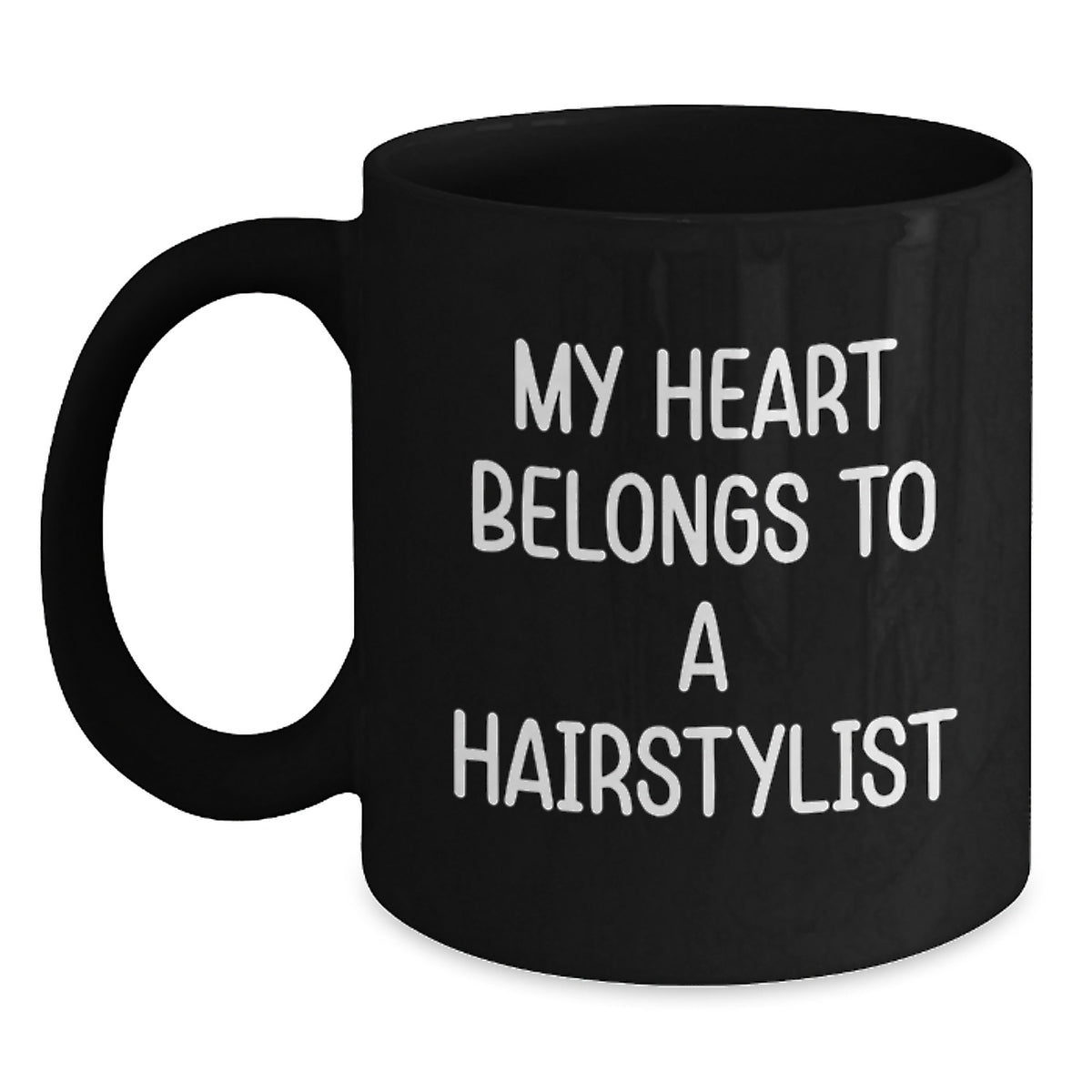 Funny Hairstylist Gifts from Friends, Cute Black Coffee Mugs for Hairstylist Lovers, My Heart Belongs To A Hairstylist - Main