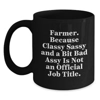 Load image into Gallery viewer, Funny Farmer Gifts from Friends, &#39;Classy Sassy And A Bit Fearlessy Is Not An Official Job Title.&#39; Christmas Mugs for Men, Women, Black Coffee Mug Farmer - Main
