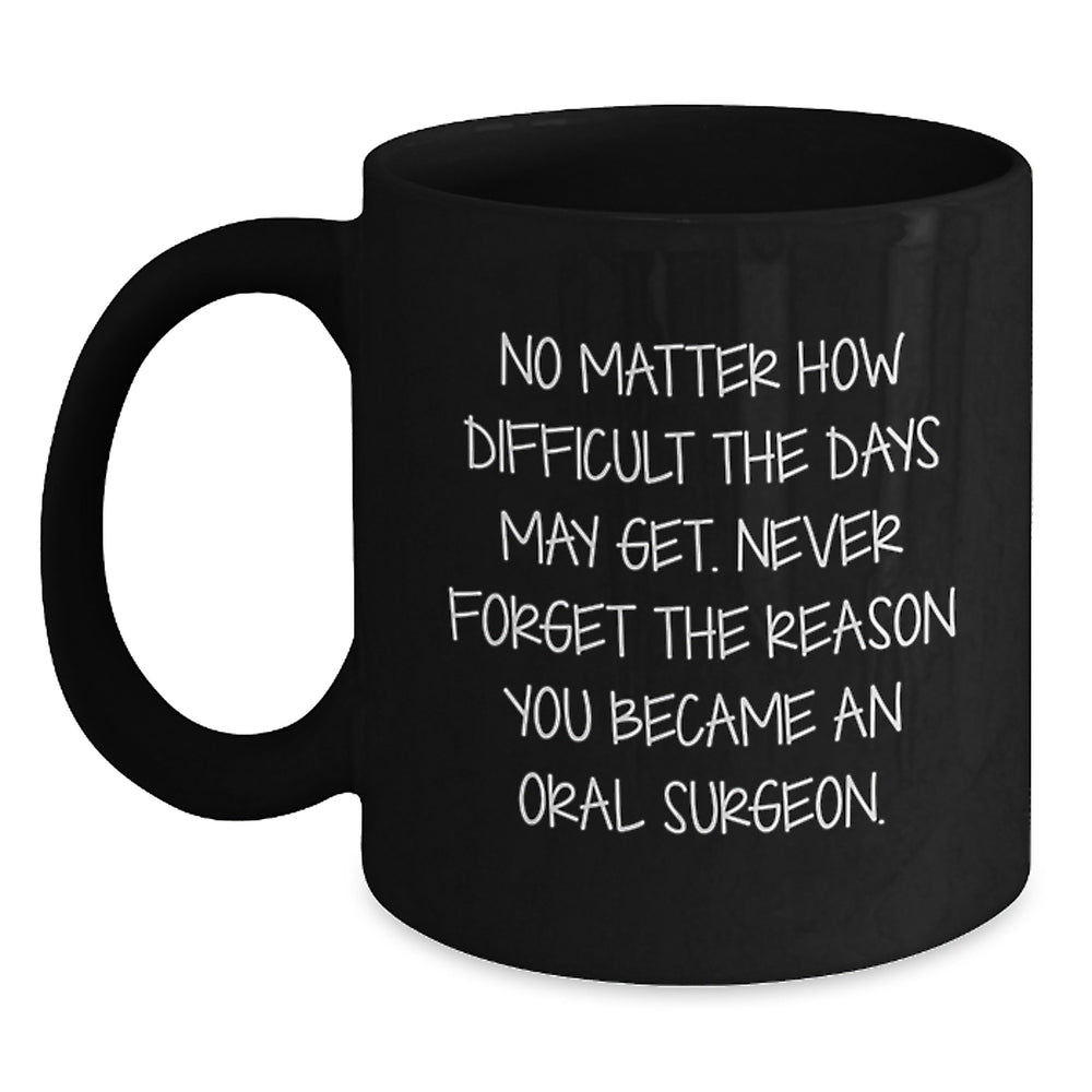 Funny Inspirational Oral Surgeon Gifts from Friends, Unique Christmas Unique Gifts for Oral Surgeon Men, Black Coffee Mug with Quote Never Forget You Became Oral Surgeon - Main