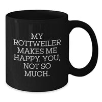 Load image into Gallery viewer, Rottweiler Dog Funny Birthday Unique Gifts from Family to Friends - My Rottweiler Makes Me Happy, You Not So Much. Black Ceramic Coffee Mug - Additional
