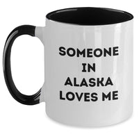 Load image into Gallery viewer, Funny Alaska Two Tone Coffee Mugs Someone In Alaska Loves Me Gifts for Friends from Alaska Birthday Unique Gifts - Main
