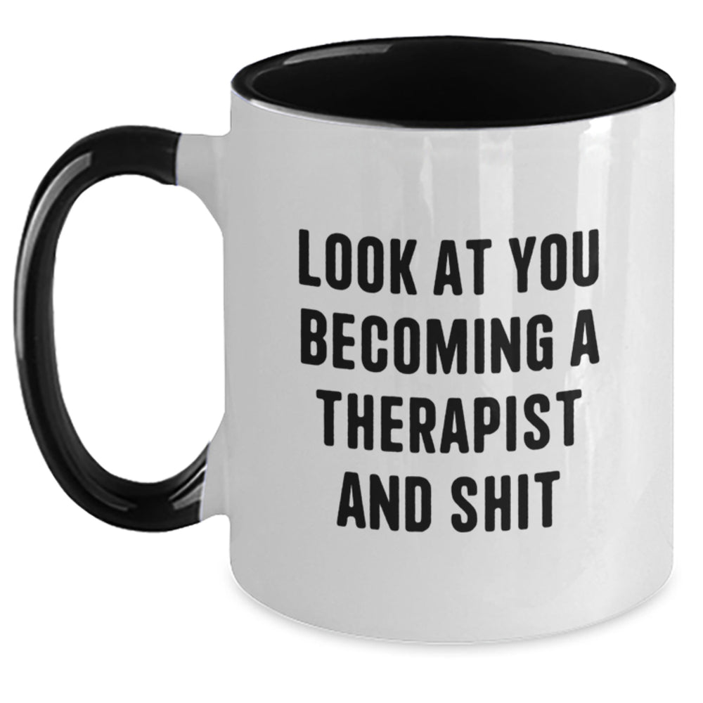 Funny Therapist Two Tone Coffee Mugs Gifts for Men Women Friends from Family - Christmas Unique Presents - Main