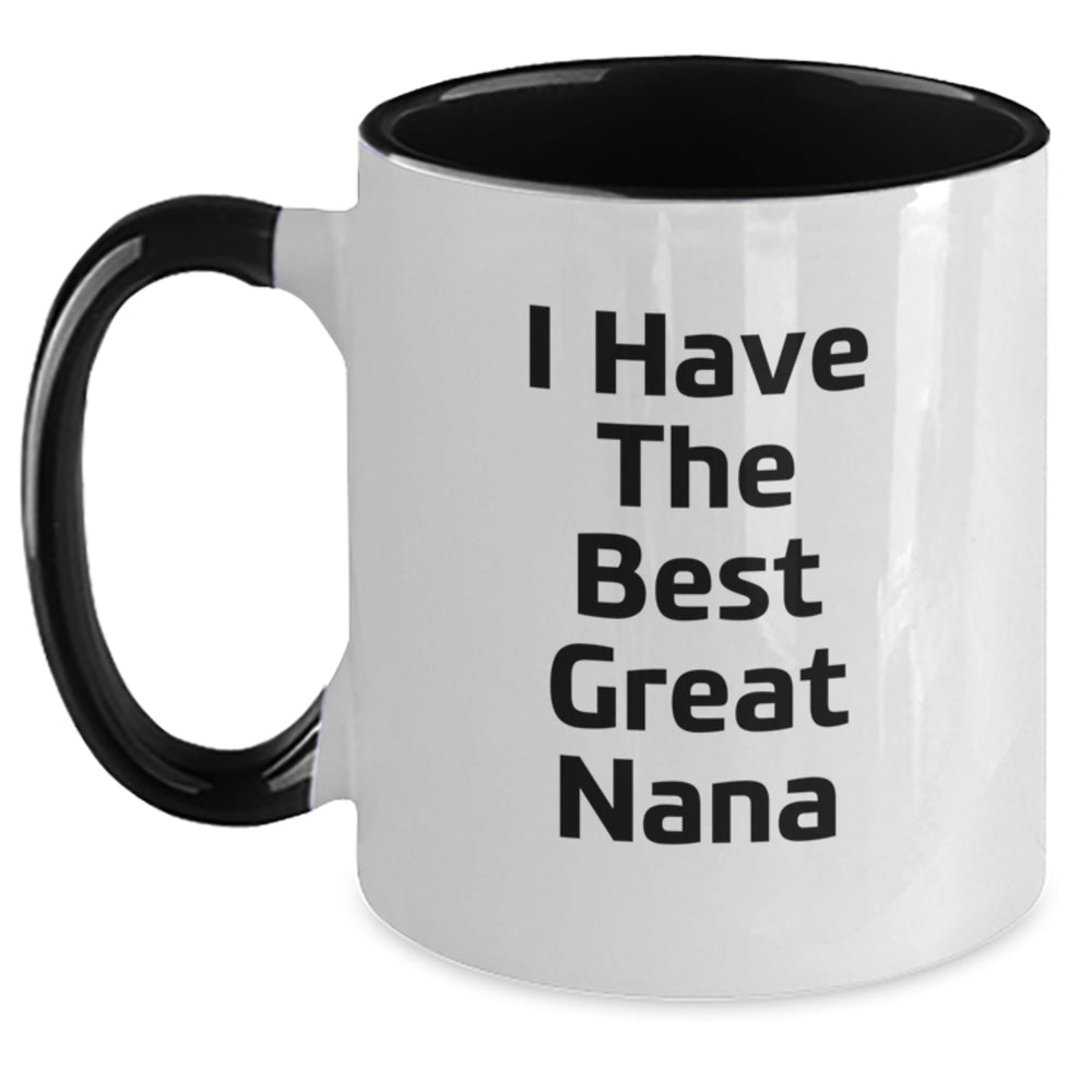 Funny Nana Gifts from Family, Inspirational Two Tone Coffee Mug, 'I Have The Best Great Nana' Quote, Christmas Unique Gifts for Nana - Main