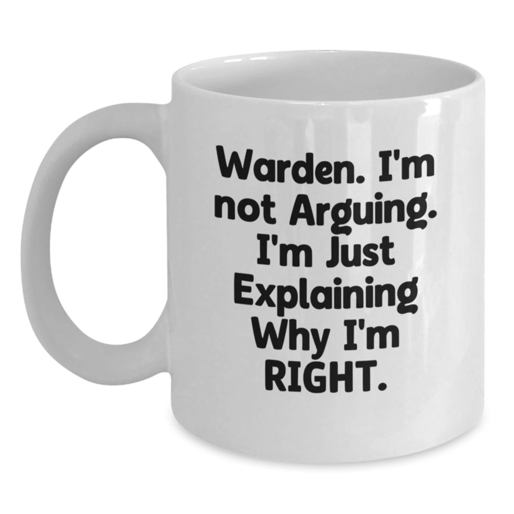 Funny Warden White Coffee Mug Gifts from Men to Warden at Christmas - Main