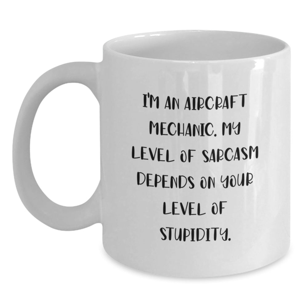 Humorous Aircraft Mechanic Christmas Unique Gifts from Friends for Men White Coffee Mug - Main