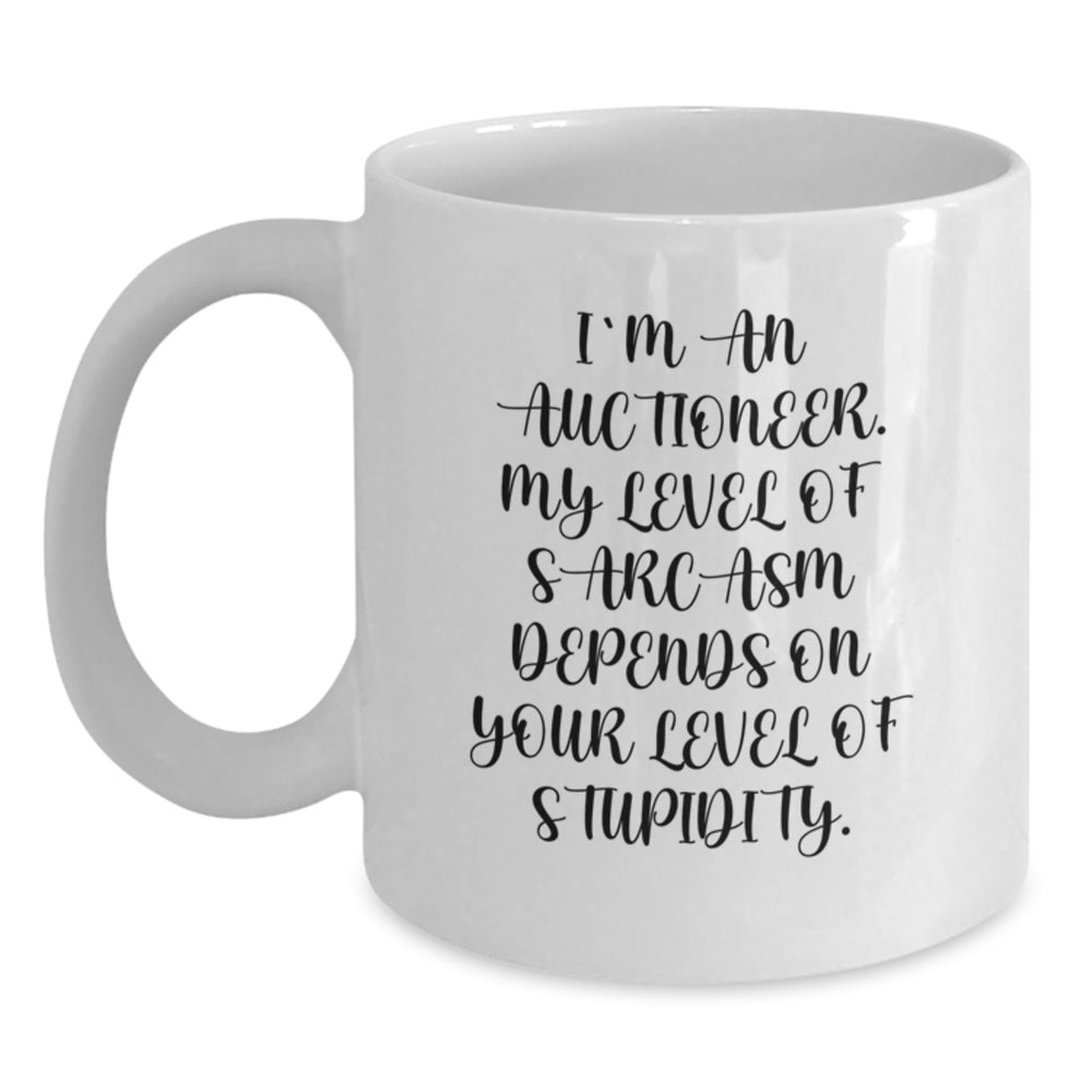 Auctioneer Humor Gifts from Friends and Family - Funny White Coffee Mug, 11oz or 15oz, for Auctioneer Enthusiasts' Birthday - Main
