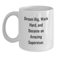 Load image into Gallery viewer, Funny Inspirational Supervisor Gifts from Men for Christmas Unique Presents White Coffee Mug, Dream Big Work Hard, Gifts for Supervisor, White Coffee Mug, Funny Quote - Main
