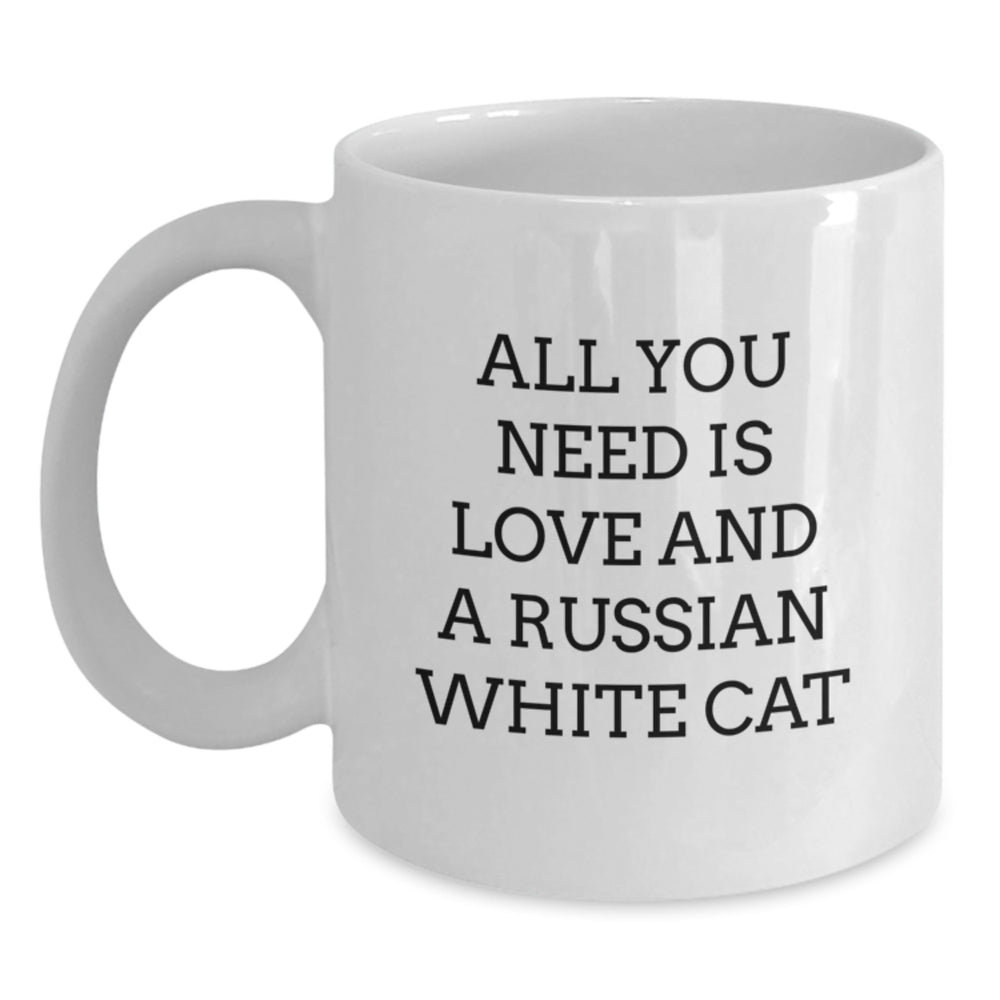 Russian White Cat Lover Gifts from Friends and Family, White Coffee Mug for Russian White Cat Enthusiasts, Christmas Unique Gifts - Main