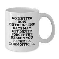 Load image into Gallery viewer, Loan Officer Inspirational Gifts, Funny Quote Coffee Mug, Gifts from Family, Perfect for Loan Officer Graduation, White 11oz/15oz Ceramic Mug - Additional
