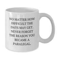 Load image into Gallery viewer, Paralegal Inspirational White Coffee Mugs, Funny Gifts from Men to Paralegal Coworkers, Christmas Unique Gifts for Paralegal Friends - Additional
