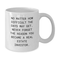 Load image into Gallery viewer, Inspirational Real Estate Investor Gifts from Friends, Birthday Unique White Coffee Mug &#39;No Matter How Difficult The Days May Get&#39; - Additional
