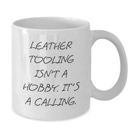 Load image into Gallery viewer, Leather Tooling Enthusiasts Gifts from Family for Men&#39;s Unique Graduation Calling, White Coffee Mug - Additional
