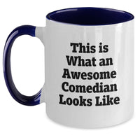 Load image into Gallery viewer, Funny Comedian Gifts from Friends, Comedian Two Tone Coffee Mug, This Is What An Awesome Comedian Looks Like, Gift for Graduation - Main
