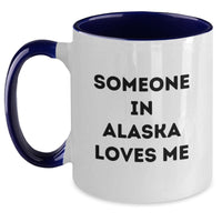 Load image into Gallery viewer, Funny Alaska Two Tone Coffee Mugs Someone In Alaska Loves Me Gifts for Friends from Alaska Birthday Unique Gifts - Main
