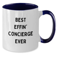 Load image into Gallery viewer, Funny Concierge Gifts, Best Effin&#39; Concierge Ever Two Tone Coffee Mug for Birthday, Gifts from Friends to Family, Gifts for Concierge Enthusiasts, Unique and Humorous - Additional
