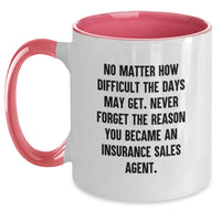 Load image into Gallery viewer, Funny Inspirational Gifts from Friends to Insurance Sales Agent Christmas Unique Gifts Two Tone Coffee Mug Black and White, Red and White, Navy and White, Pink and White - Main
