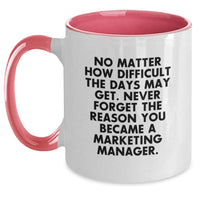 Load image into Gallery viewer, Funny Marketing Manager Gifts for Him from Friends - Never Forget Your Reason Two Tone Coffee Mug - Main
