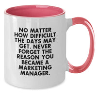 Load image into Gallery viewer, Funny Marketing Manager Gifts for Him from Friends - Never Forget Your Reason Two Tone Coffee Mug - Additional

