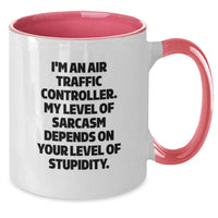 Load image into Gallery viewer, Funny Air Traffic Controller Gifts from Friends - I&#39;m An Air Traffic Controller. My Level Of Sarcasm Depends On Your Level Of Stupidity. Christmas Unique Mugs for Men Women Coworkers Family - Additional
