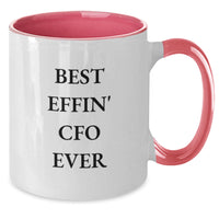 Load image into Gallery viewer, Funny CFO Quotes Two Tone Coffee Mugs, Best Effin&#39; Cfo Ever Gifts for Men, Women, Friends, Coworkers, Family on Birthday - Additional
