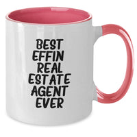 Load image into Gallery viewer, Funny Real Estate Agent Gifts from Friends to Real Estate Agents - Best Effin&#39; Real Estate Agent Ever Two Tone Coffee Mug for Christmas Unique Gifts - Additional

