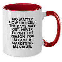 Load image into Gallery viewer, Funny Marketing Manager Gifts for Him from Friends - Never Forget Your Reason Two Tone Coffee Mug - Additional
