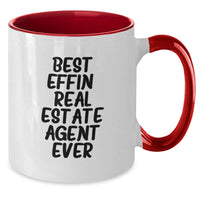 Load image into Gallery viewer, Funny Real Estate Agent Gifts from Friends to Real Estate Agents - Best Effin&#39; Real Estate Agent Ever Two Tone Coffee Mug for Christmas Unique Gifts - Additional
