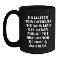 Load image into Gallery viewer, Funny Waitress Birthday Unique Gift from Friends, Inspirational Quote Black Coffee Mug for Waitress, 11oz or 15oz Microwave and Dishwasher Safe - Main
