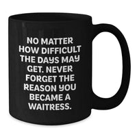 Load image into Gallery viewer, Funny Waitress Birthday Unique Gift from Friends, Inspirational Quote Black Coffee Mug for Waitress, 11oz or 15oz Microwave and Dishwasher Safe - Additional
