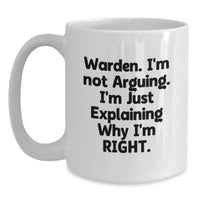 Load image into Gallery viewer, Funny Warden White Coffee Mug Gifts from Men to Warden at Christmas - Main
