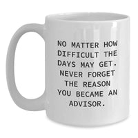 Load image into Gallery viewer, Funny Advisor Gifts from Friends for Men, &#39;No Matter How Difficult The Days May Get.&#39;, White Coffee Mug, Christmas Unique Presents - Main
