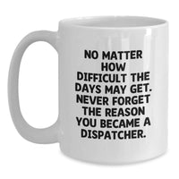 Load image into Gallery viewer, Inspirational Dispatcher Gifts - Funny White Coffee Mug, Gifts from Family to Dispatcher, &#39;No Matter How Difficult...&#39; for Dispatcher Graduation - Main

