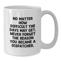Load image into Gallery viewer, Inspirational Dispatcher Gifts - Funny White Coffee Mug, Gifts from Family to Dispatcher, &#39;No Matter How Difficult...&#39; for Dispatcher Graduation - Additional
