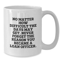 Load image into Gallery viewer, Loan Officer Inspirational Gifts, Funny Quote Coffee Mug, Gifts from Family, Perfect for Loan Officer Graduation, White 11oz/15oz Ceramic Mug - Additional
