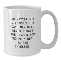 Load image into Gallery viewer, Inspirational Real Estate Investor Gifts from Friends, Birthday Unique White Coffee Mug &#39;No Matter How Difficult The Days May Get&#39; - Additional
