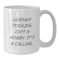 Load image into Gallery viewer, Leather Tooling Enthusiasts Gifts from Family for Men&#39;s Unique Graduation Calling, White Coffee Mug - Additional
