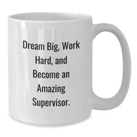 Load image into Gallery viewer, Funny Inspirational Supervisor Gifts from Men for Christmas Unique Presents White Coffee Mug, Dream Big Work Hard, Gifts for Supervisor, White Coffee Mug, Funny Quote - Additional
