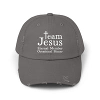 Load image into Gallery viewer, Distressed Cap - Team Jesus Eternal Member, Occasional Sinner
