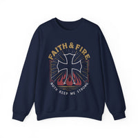 Load image into Gallery viewer, Faith &amp; Fire Both Keep Me Strong Firefighter Sweatshirt

