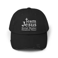 Load image into Gallery viewer, Distressed Cap - Team Jesus Eternal Member, Occasional Sinner
