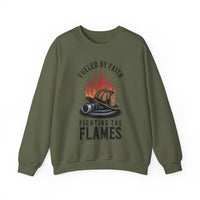 Load image into Gallery viewer, Fueled by Faith, Fighting the Flames – Firefighter Sweatshirt
