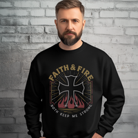 Load image into Gallery viewer, Faith &amp; Fire Both Keep Me Strong Firefighter Sweatshirt
