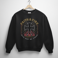 Load image into Gallery viewer, Faith &amp; Fire Both Keep Me Strong Firefighter Sweatshirt
