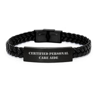Load image into Gallery viewer, Certified Personal Care Aide Inspirational Quote Gifts from Family to Personal Care Aide Interlaced Leather Wristband, Graduation Unique Gifts for Men and Women - Image 1
