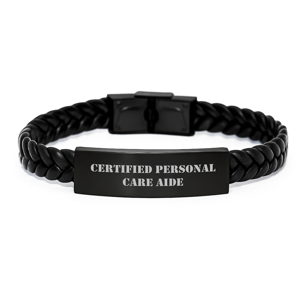 Certified Personal Care Aide Inspirational Quote Gifts from Family to Personal Care Aide Interlaced Leather Wristband, Graduation Unique Gifts for Men and Women - Image 1