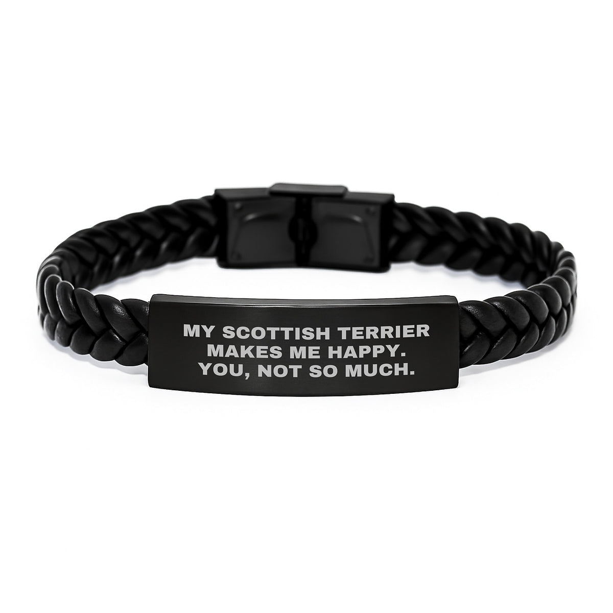 Scottish Terrier Dog Gifts, Funny Quote Interlaced Leather Bracelet for Men, Gifts from Family, Birthday Unique Present - Image 1