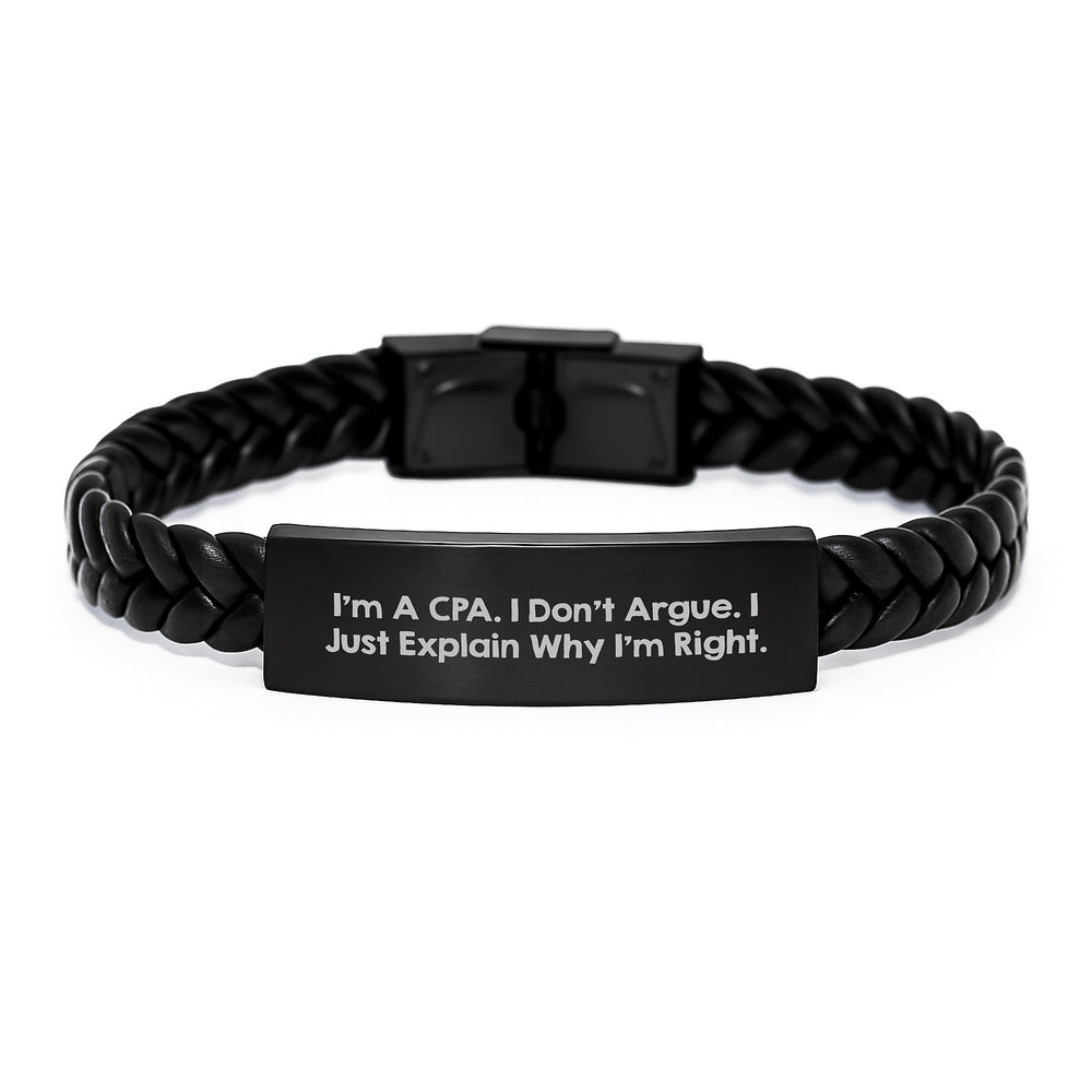 CPA Humor Interlaced Leather Bracer Birthday Unique Gifts from Friends - Image 1