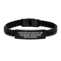 Load image into Gallery viewer, Inspirational Postal Worker Gifts, Interlaced Leather Bracelet for Men or Women, Gifts from Friends or Family, Never Forget the Reason You Became a Postal Worker, Birthday Unique Gifts - Image 1
