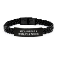 Load image into Gallery viewer, Antiquing Enthusiasts&#39; Gifts, Interlaced Leather Bracelet for Men and Women, Graduation Unique Gifts from Family, Friends and Coworkers - &#39;Antiquing Isn&#39;t A Hobby. It&#39;s A Calling.&#39; - Image 1
